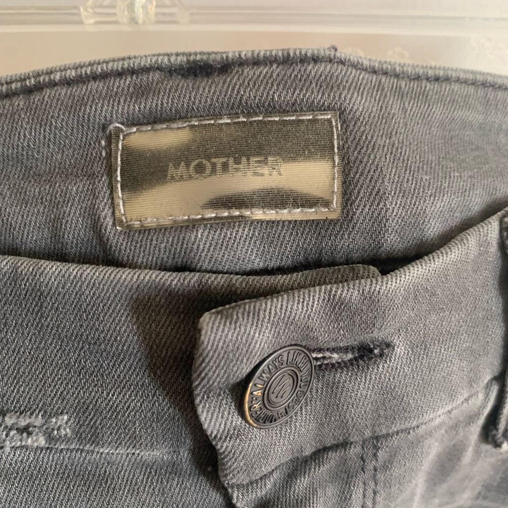 Mother Denim Gray Looker Ankle Fray in Last Chance Saloon Distressed Skinny Jean - Picture 9 of 12